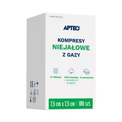 Kompresy gaz. niejał. APTEO CARE 7,5x7,5cm