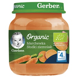 GERBER ORGANIC marchewka słodki ziemniak po 4 miesiącu  125 g