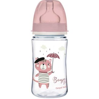 CANPOL BABIES Butelka 240ml szeroka antykolkowa PP Easy Start BONJOUR 35/232 róż