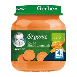 GERBER ORGANIC dynia słodki ziemniak 125g niezbędnik