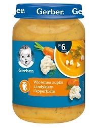 GERBER Wiosenna zupka z indykiem i koperkiem dla niemowląt po 6. miesiącu 190 g