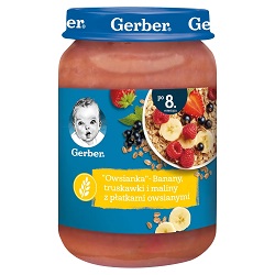 GERBER Owsianka banany truskawki maliny 190 g *
