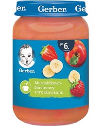 GERBER Mus jabłkowo-bananowy z truskawkami 190g