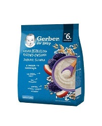 GERBER Kaszka bezmleczna ryżowo-owsiana jabłko śliwka 160 g *
