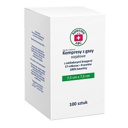 Kompresy niejałowe z gazy 7,5x7,5 *100 Apteczka ABC *