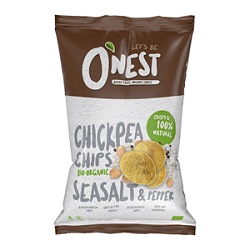 Chipsy z ciecierzycy z solą morską i czarnym pieprzem bezglutenowe 75g O’nest*