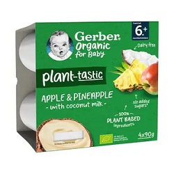 GERBER deser jabłko ananas mleko kokosowe 4 x 90 g *