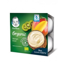 GERBER Deser mango, kiwi, mleko kokosowe 4 x 90 g *